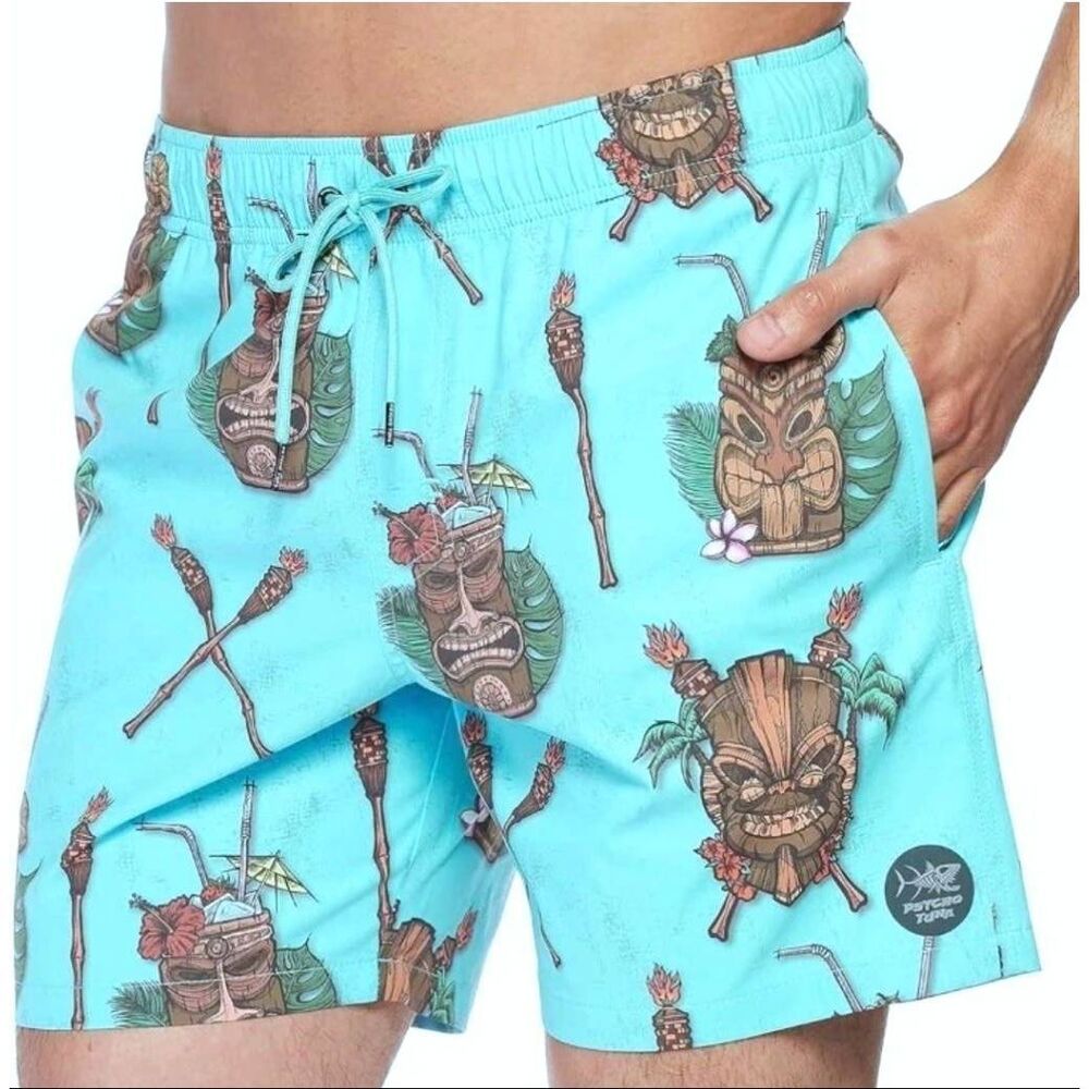 Psycho Tuna Tiki Cocktail Party Swim Shorts Mens Size‎ Medium NEW